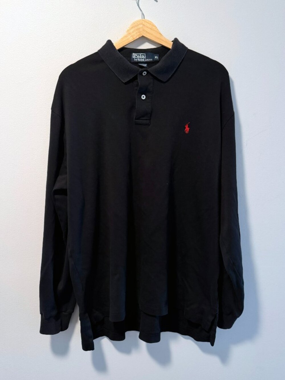 Polo Ralph Lauren Black Long Sleeve Soft Cotton Interlock Polo Shirt Mens XL